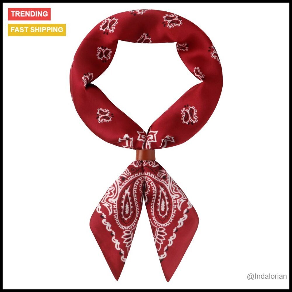 Silk Feeling Square Scarf Classic Paisley Western Bandana Necktie Accessory - Picture 1 of 7